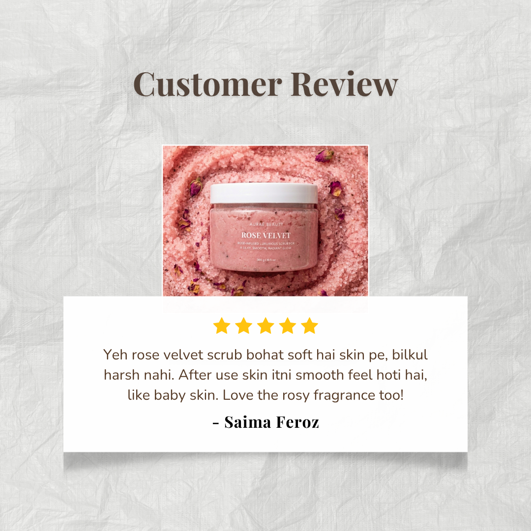 Customer review of a rose velvet by Auraé Beauty. Best for soft, smooth and rosy glow.