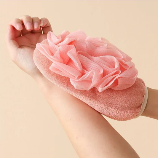 2 in 1 deep exfoliating glove and loofah sponge for removing dead skin and revealing soft and smooth skin