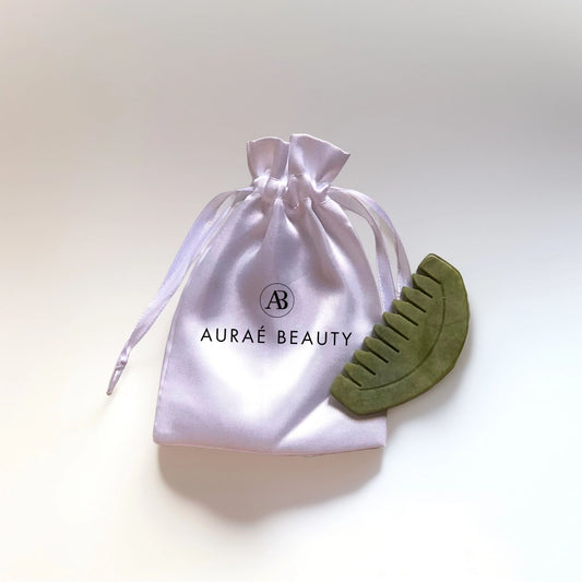 Auraé Beauty's jade gua sha comb for head massage, better blood circulation, improved mental health