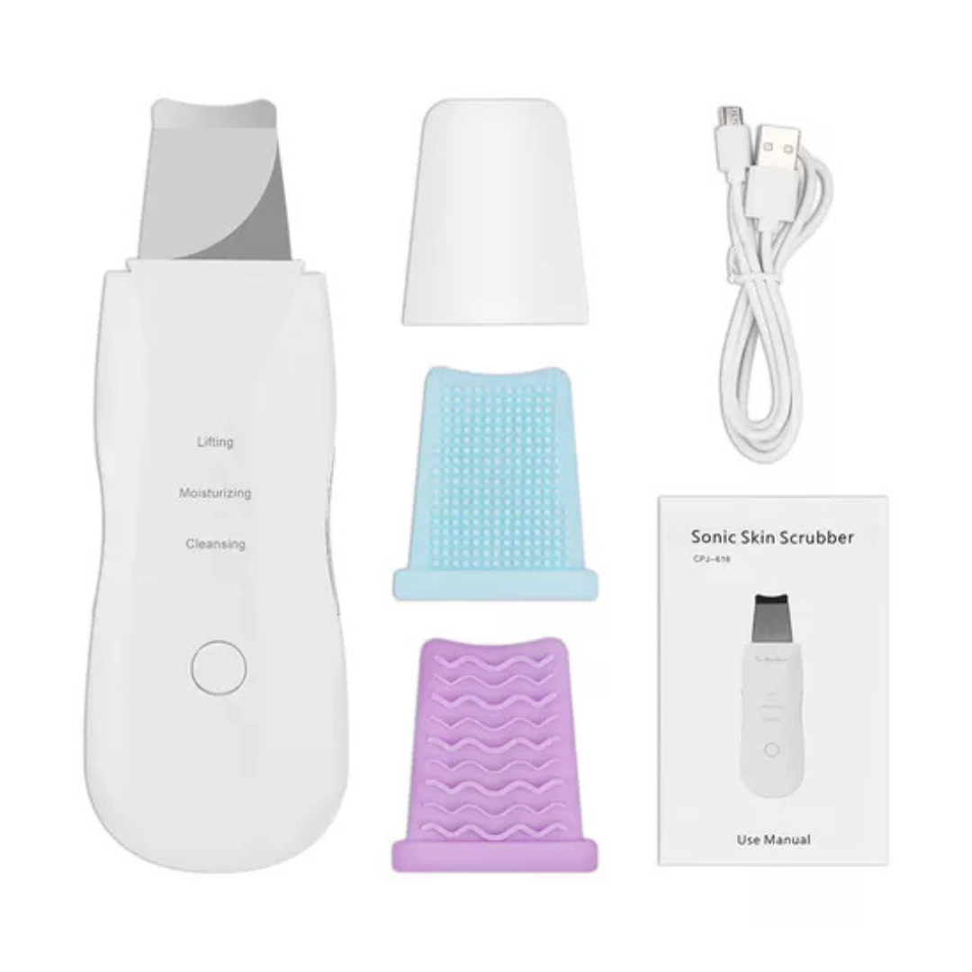 An image of 3 in 1 skin scrubber with all its accessories