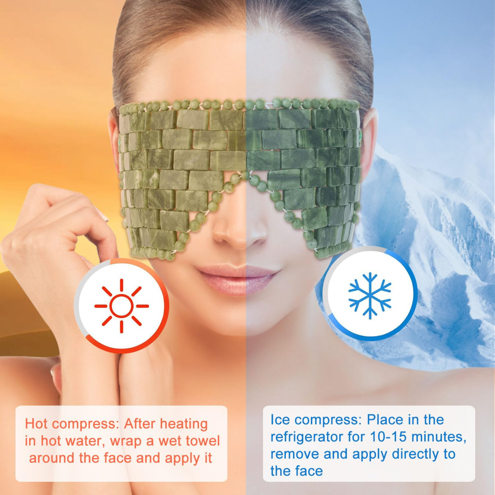 Cooling and healing effects of jade eye mask for skincare and relaxation benefits for eyes 