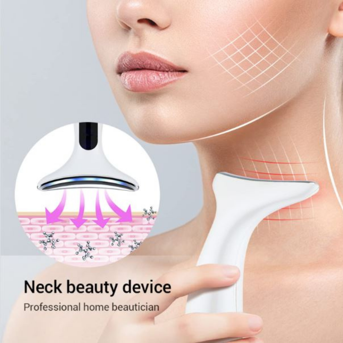 Neck beauty device for neck liftng, face lifting, face contour