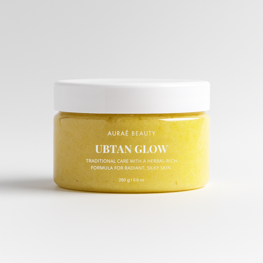 Jar of  Ubtan Glow Body Scrub by Auraé Beauty for desi glow in a modern way
