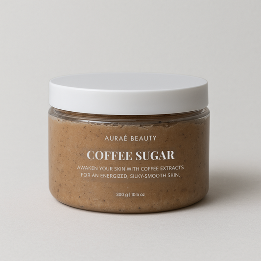 Jar of Auraé Beauty Coffee Sugar Body Scrub for dull and dry skin