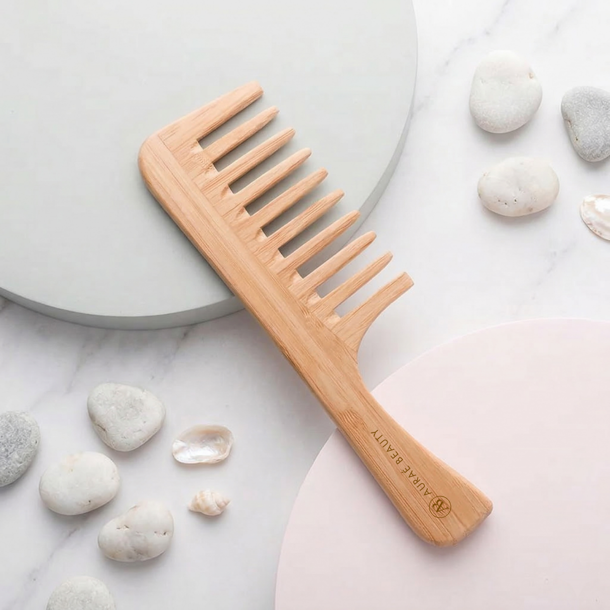 Wooden comb made of natural wood. perfect for frizzy hair and curly hair. improves hair texture. Reduces hair breakage and hairfall.