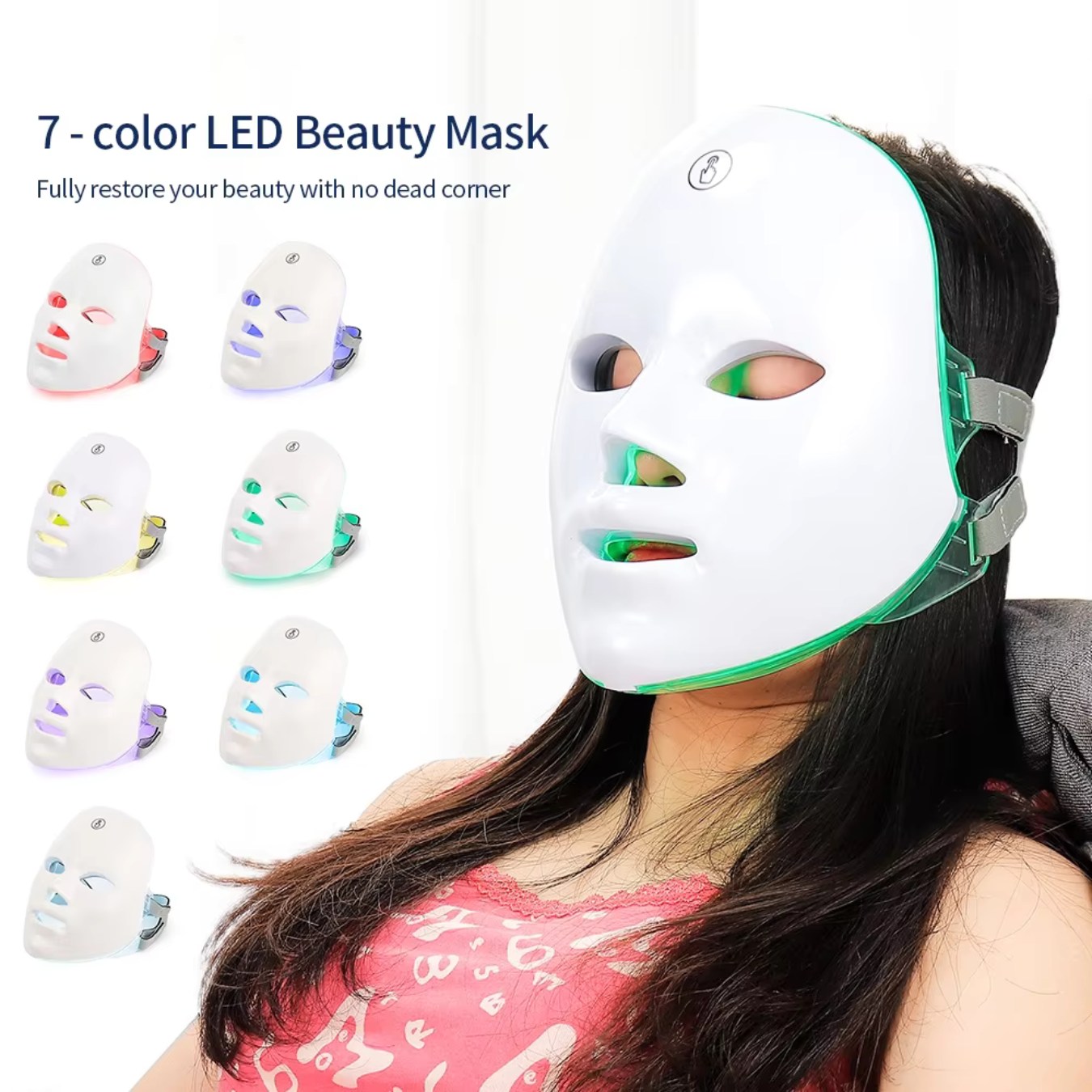 7 Colors display of LED Light Therapy Mask with Anti-aging Technology