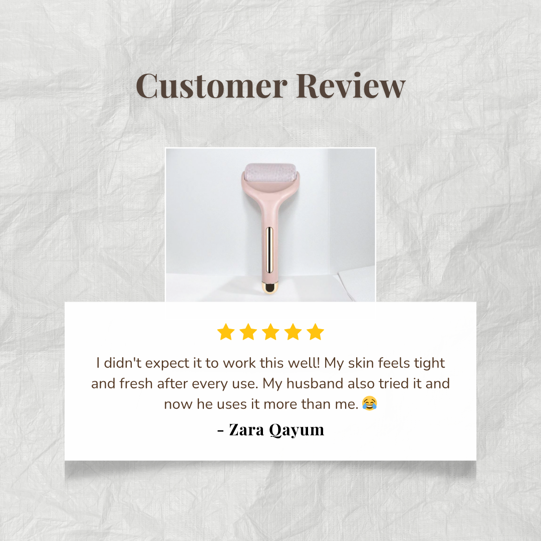 Product review of ice roller massager by Auraé Beauty. Best for face lifting and better blood circulation.