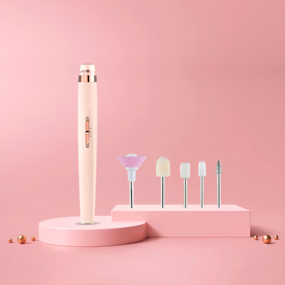 5 in 1 electric nail buffing kit with five interchangeable heads for nail care.