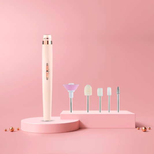 5 in 1 electric nail buffing kit with five interchangeable heads for nail care.
