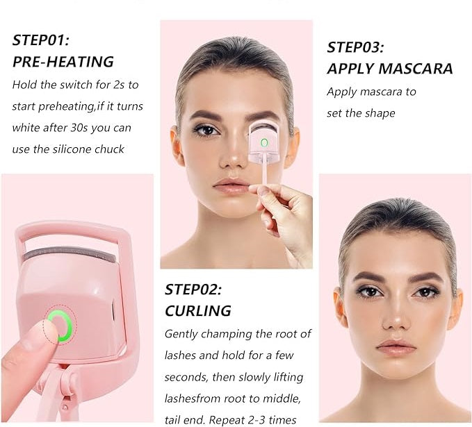 Steps to use heated eyelash curler