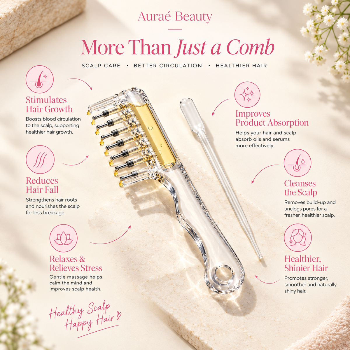 Crystal Hair Oil Applicator Comb