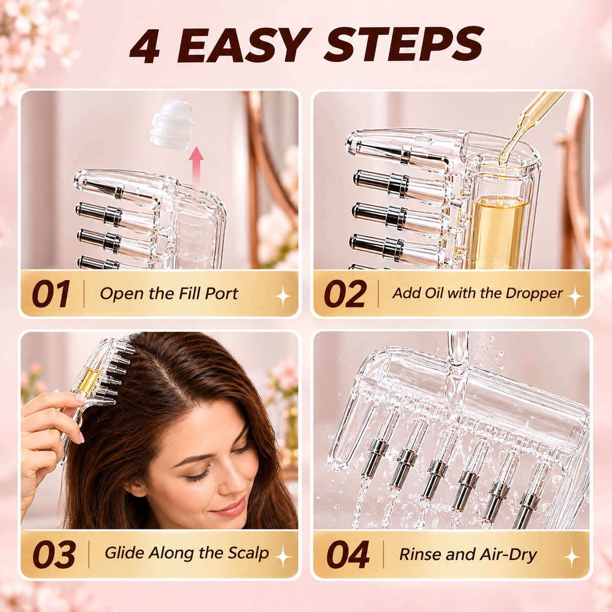Crystal Hair Oil Applicator Comb