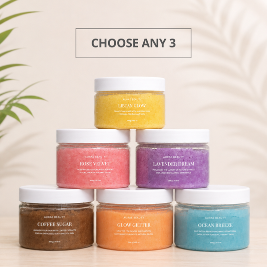 A set of 100% organic sugar body scrubs that are chemical-free and suitable for all skin types. These give visible results after using only once.