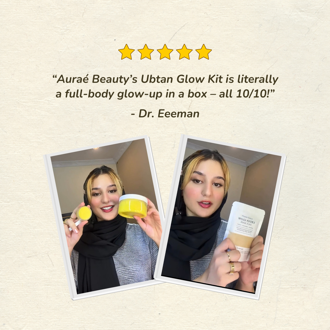 Influencer review of ubtan glow face kit by Auraé Beauty, with real results