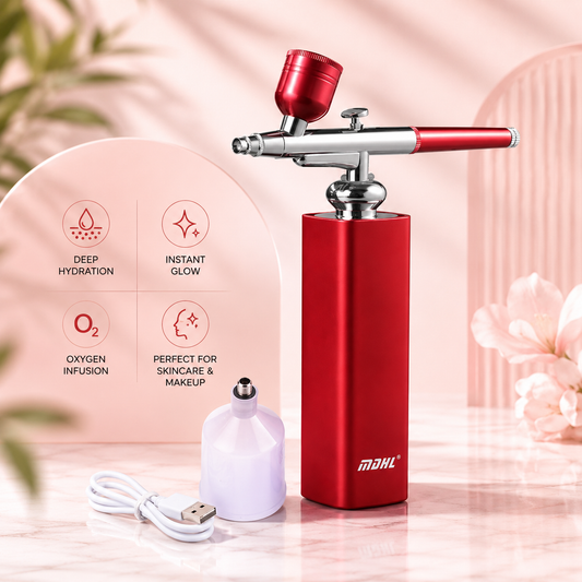 Pro airbrush facial machine by Auraé Beauty best for natural looking makeup and for best skincare absorption.