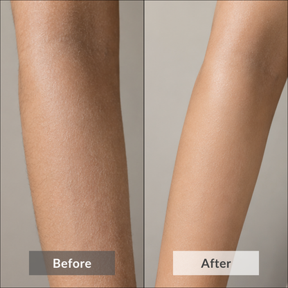 The picture shows the visible results of using Ocean Breeze Body Scrub by Auraé Beauty that is made of 100% organic ingredients and the best for hydration, dull and dry skin.