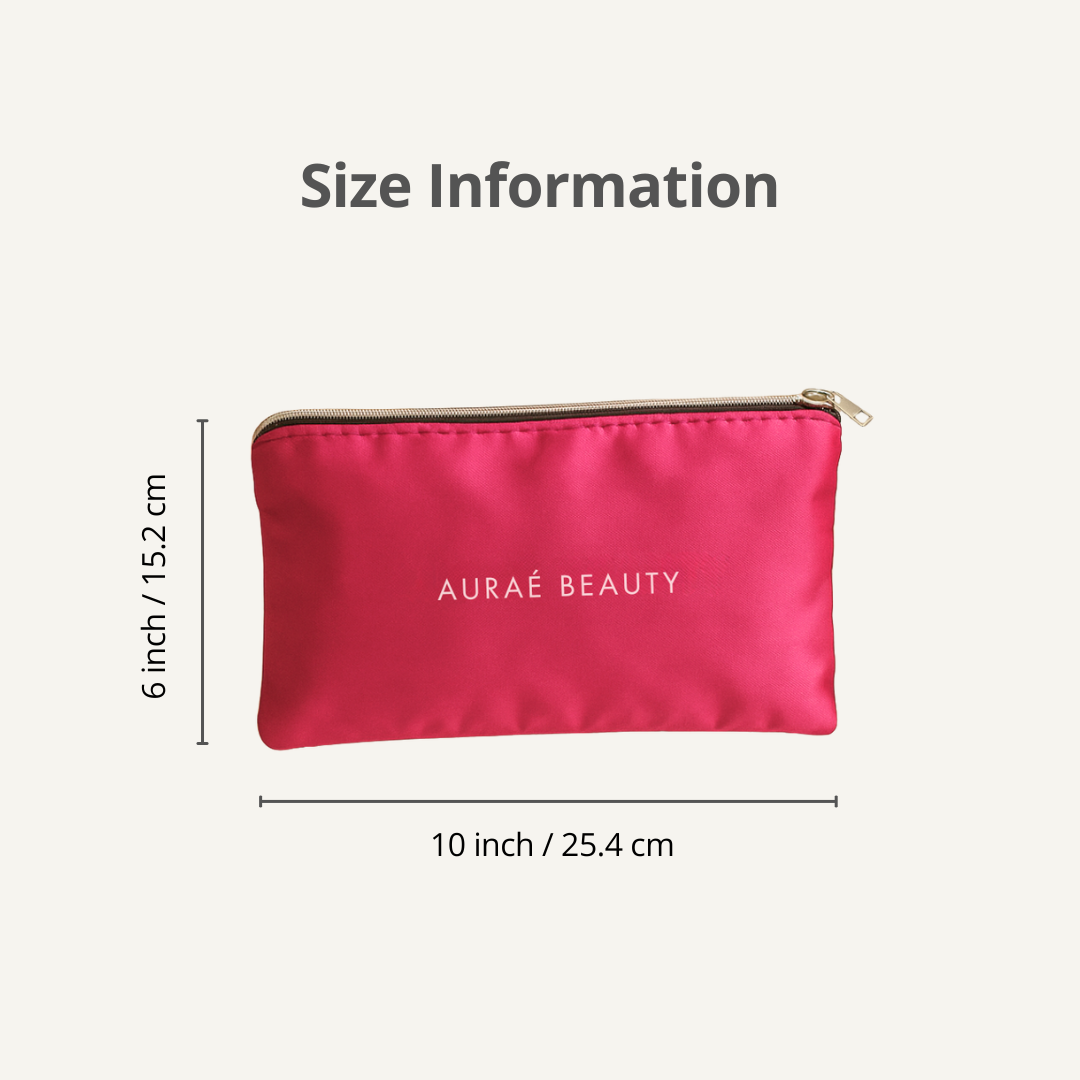 Size information of 'Auraé Beauty' makeup pouch
