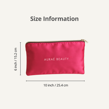Size information of 'Auraé Beauty' makeup pouch