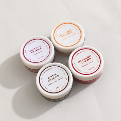 Sugar Lip scubs by Auraé Beauty that are made of 100% Organic sugar lip scrubs for soft, smooth, plumpy, hydrated and rosy lips naturally.