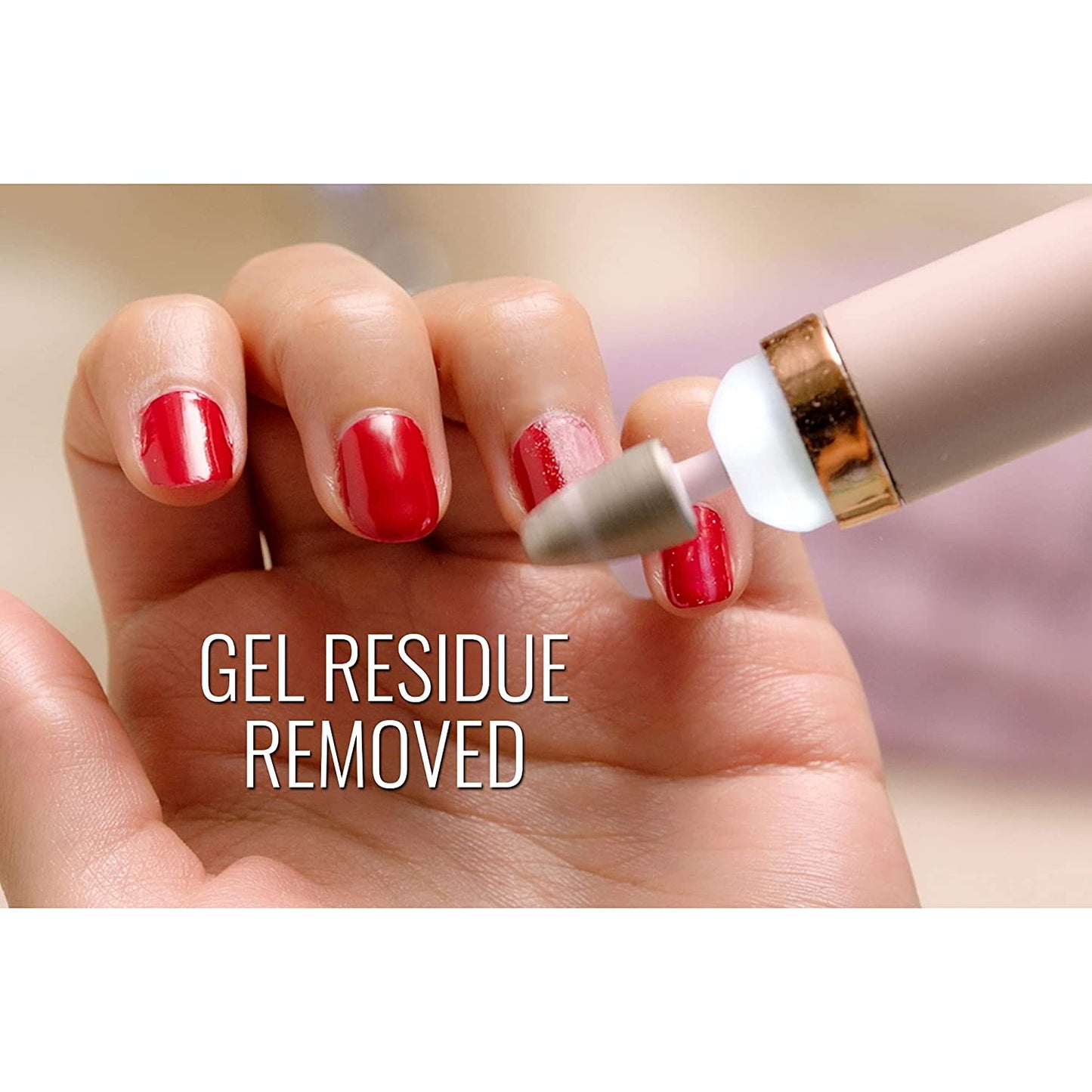 Image of using 5 in 1 electric nail buffing kit for removing nail paint