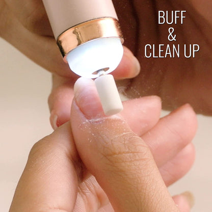 Close up image of Nail buffing by 5 in 1 electric nail buffing kit