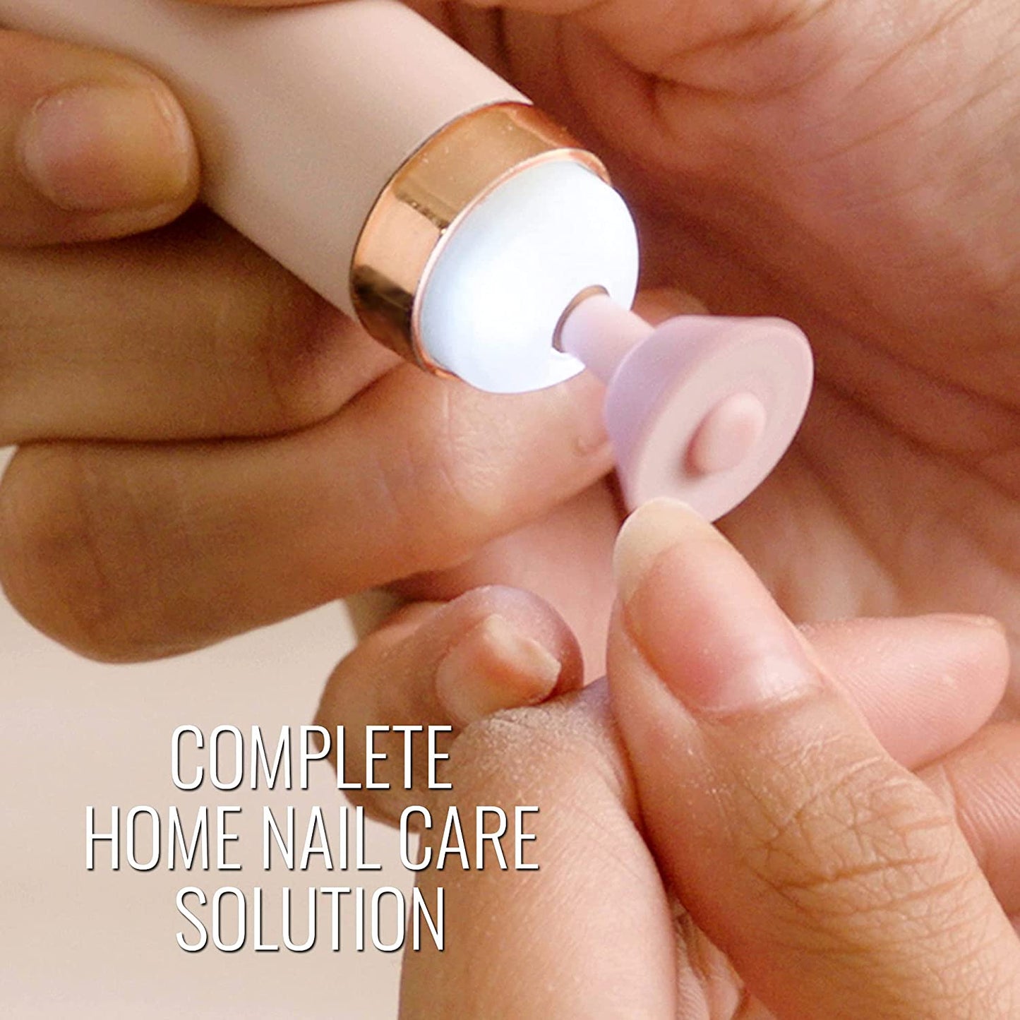 Close up image nails while using the 5 in 1 nail buffing kit